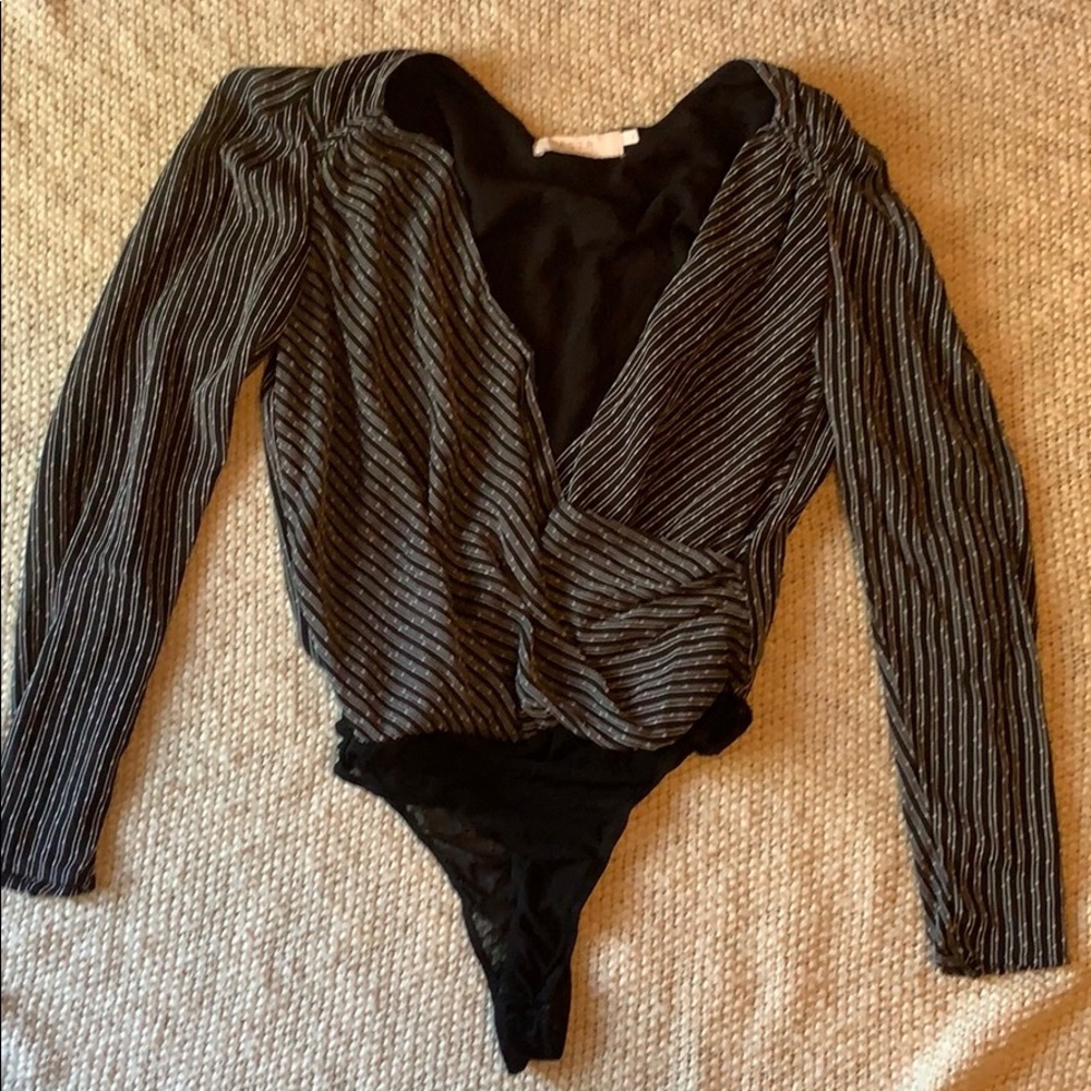 ASTR black/white stripe body suit.